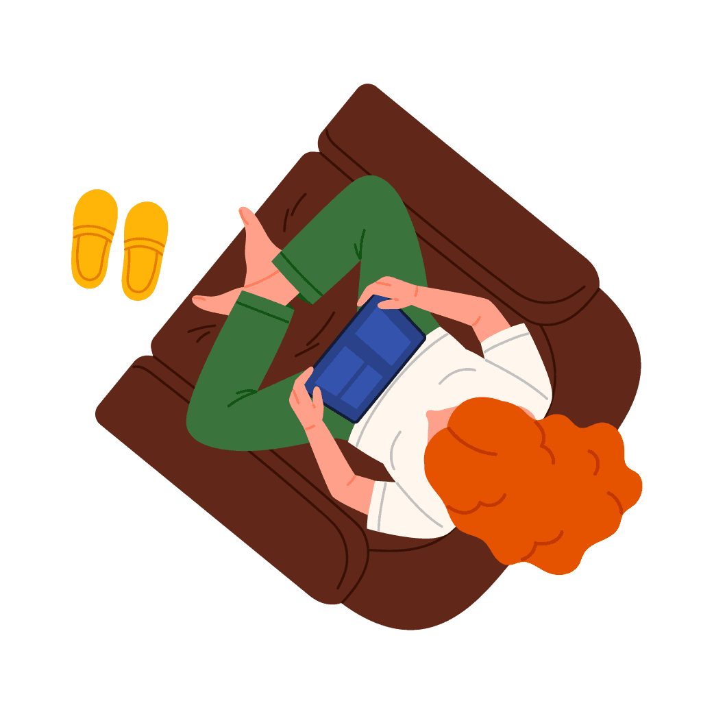 Prospect relaxing at home with a tablet